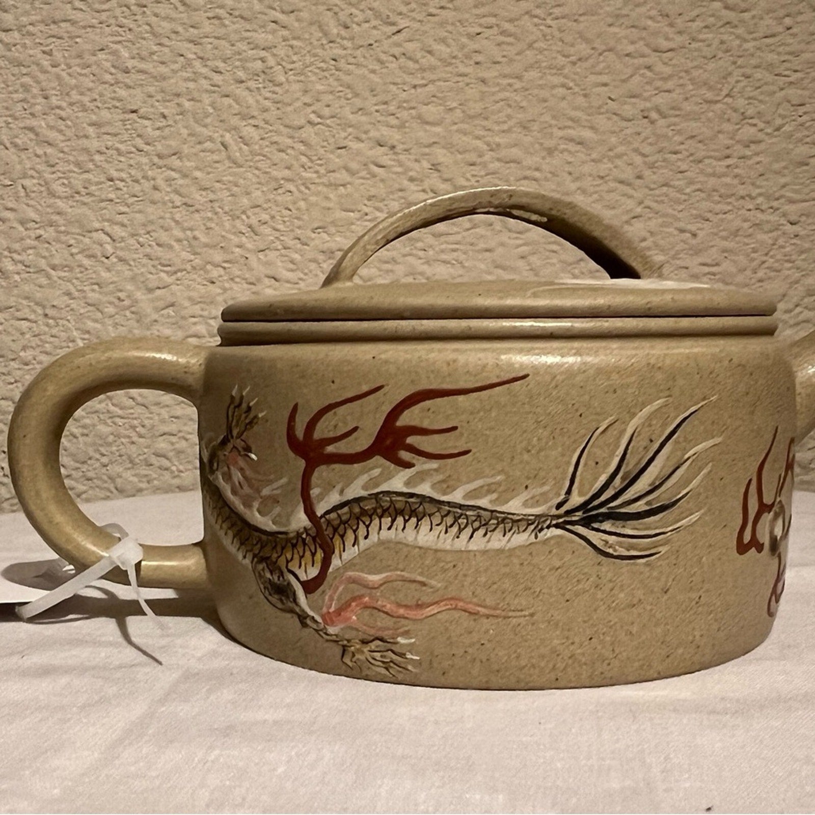 Dragon Motif Ceramic Teapot, Authentic Yixing Zisha, Handmade