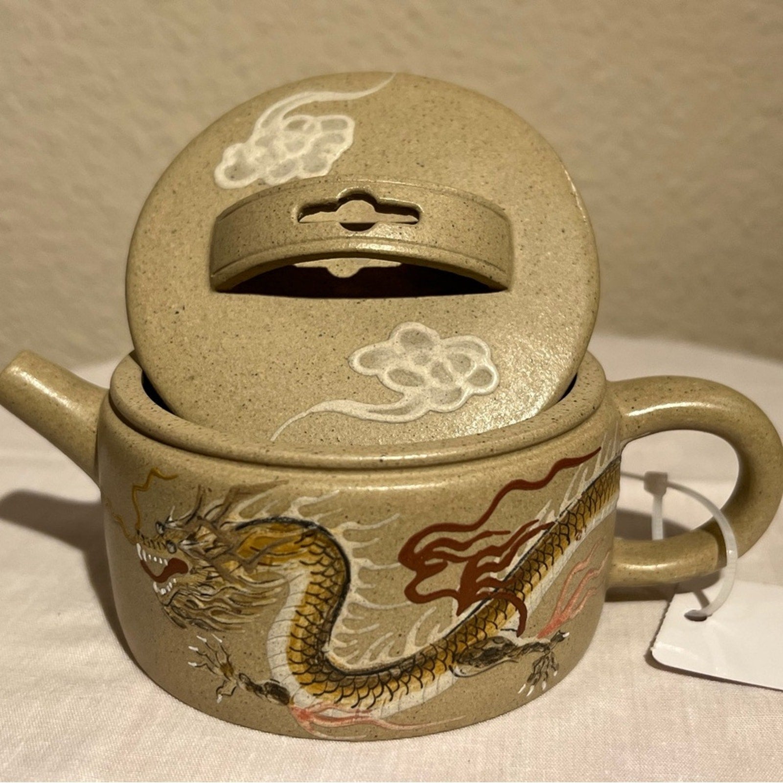 Dragon Motif Ceramic Teapot, Authentic Yixing Zisha, Handmade