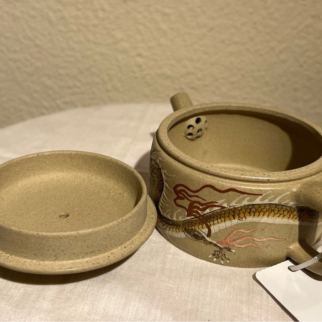 Dragon Motif Ceramic Teapot, Authentic Yixing Zisha, Handmade
