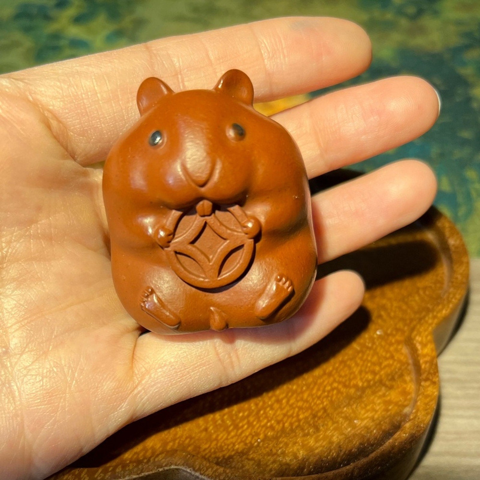 Purple clay mouse tea pet “来财鼠”