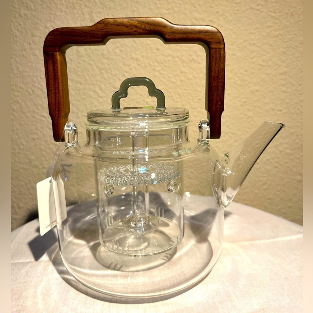 Glass Teapot with Wooden Handle