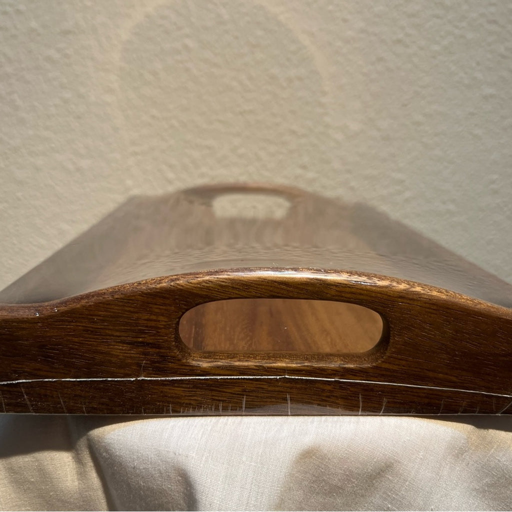 Brown Vanity Tray with Handles and Polished Finish