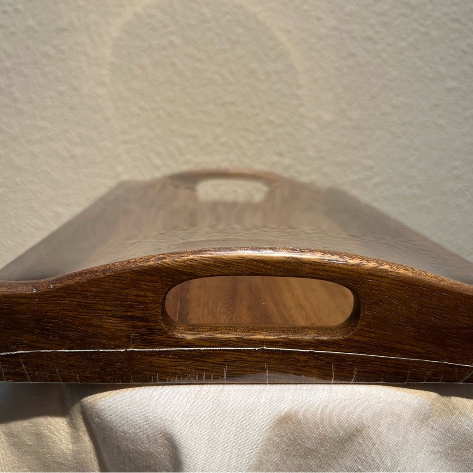 Brown Vanity Tray with Handles and Polished Finish