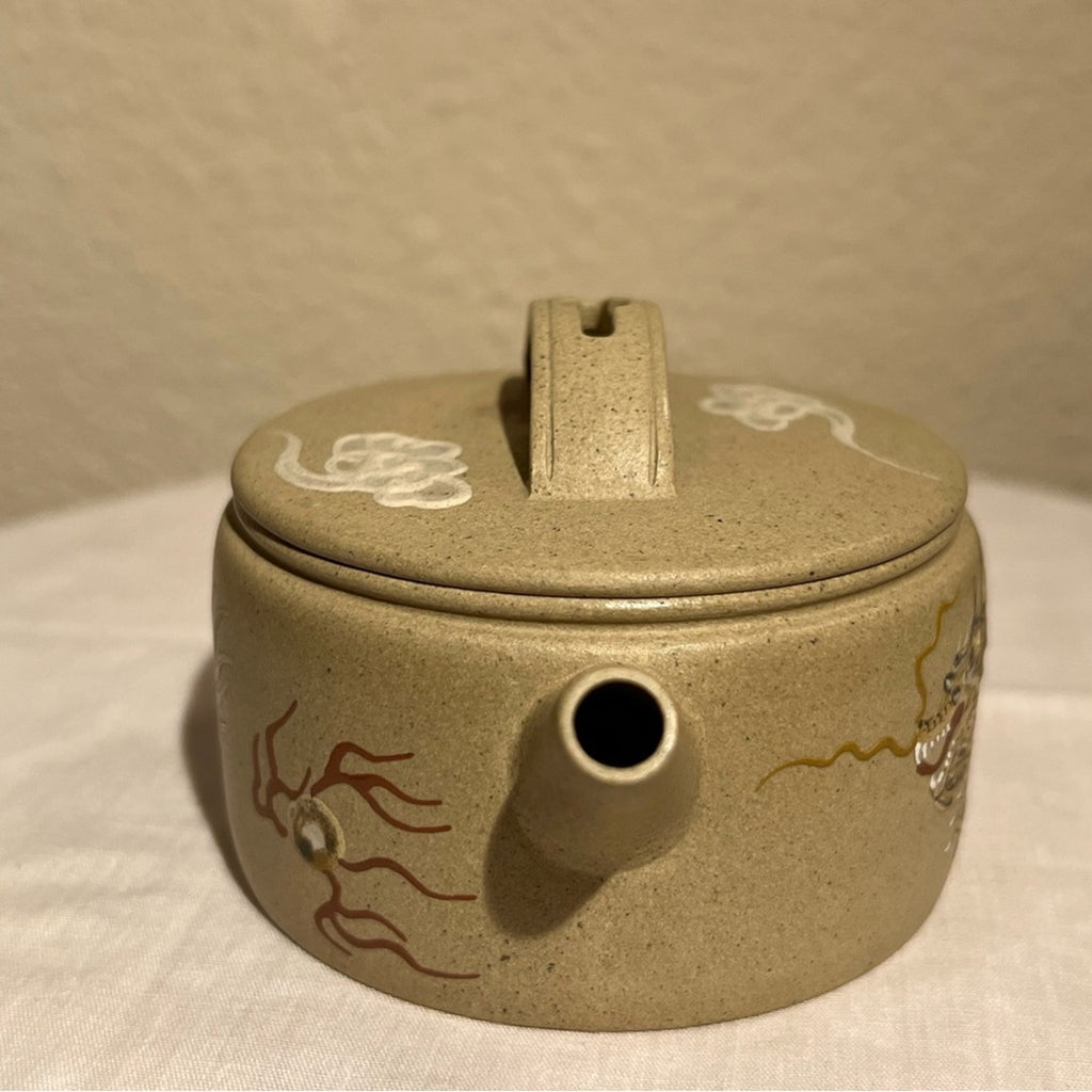 Dragon Motif Ceramic Teapot, Authentic Yixing Zisha, Handmade