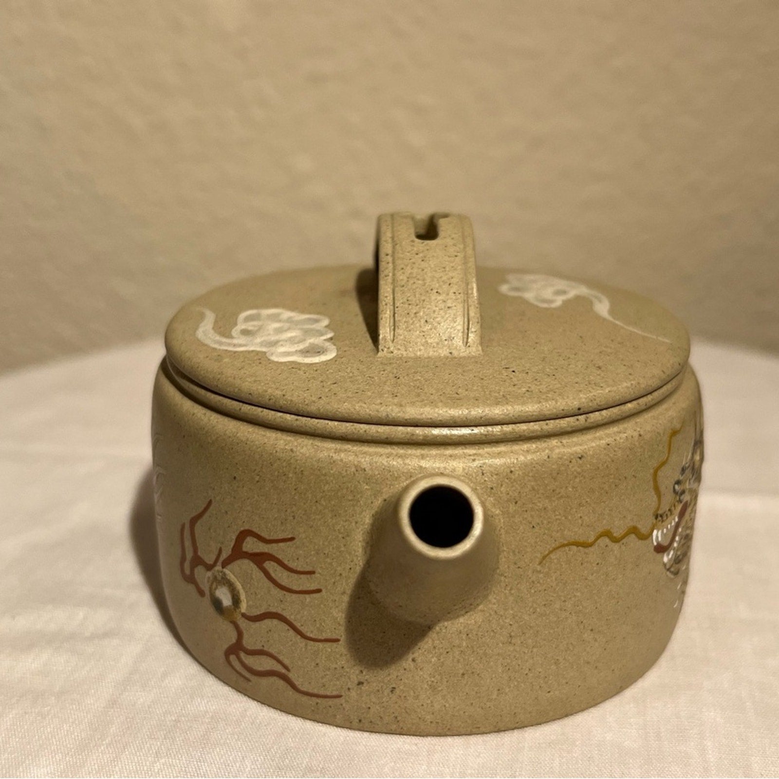 Dragon Motif Ceramic Teapot, Authentic Yixing Zisha, Handmade