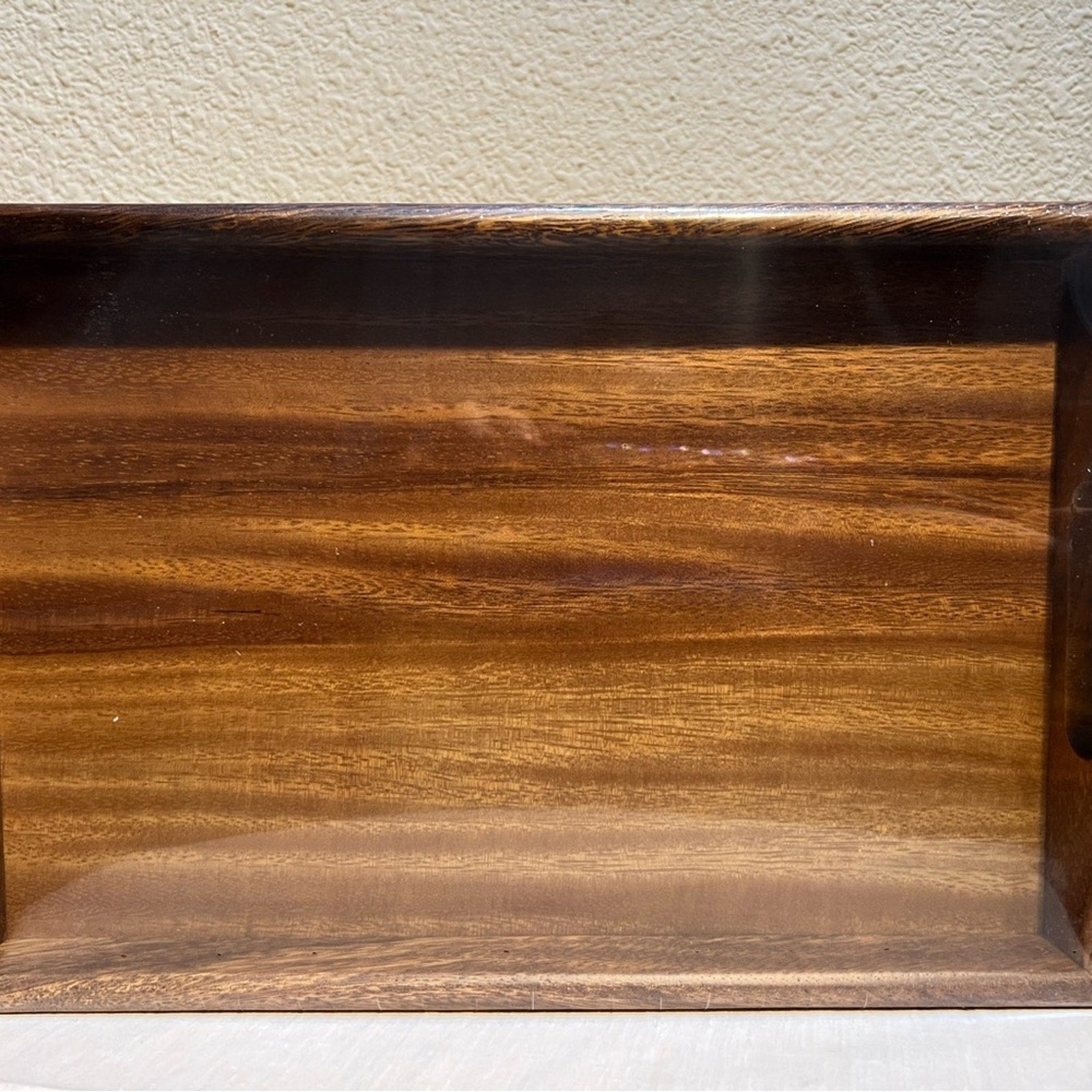 Brown Vanity Tray with Handles and Polished Finish