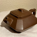 Elegant Geometric Brown Teapot, Authentic Yixing Zisha Handmade