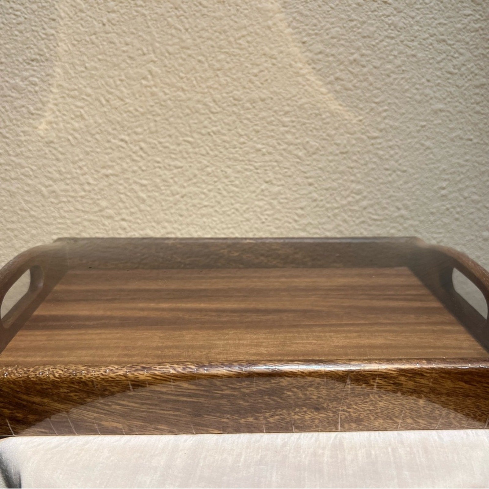 Brown Vanity Tray with Handles and Polished Finish