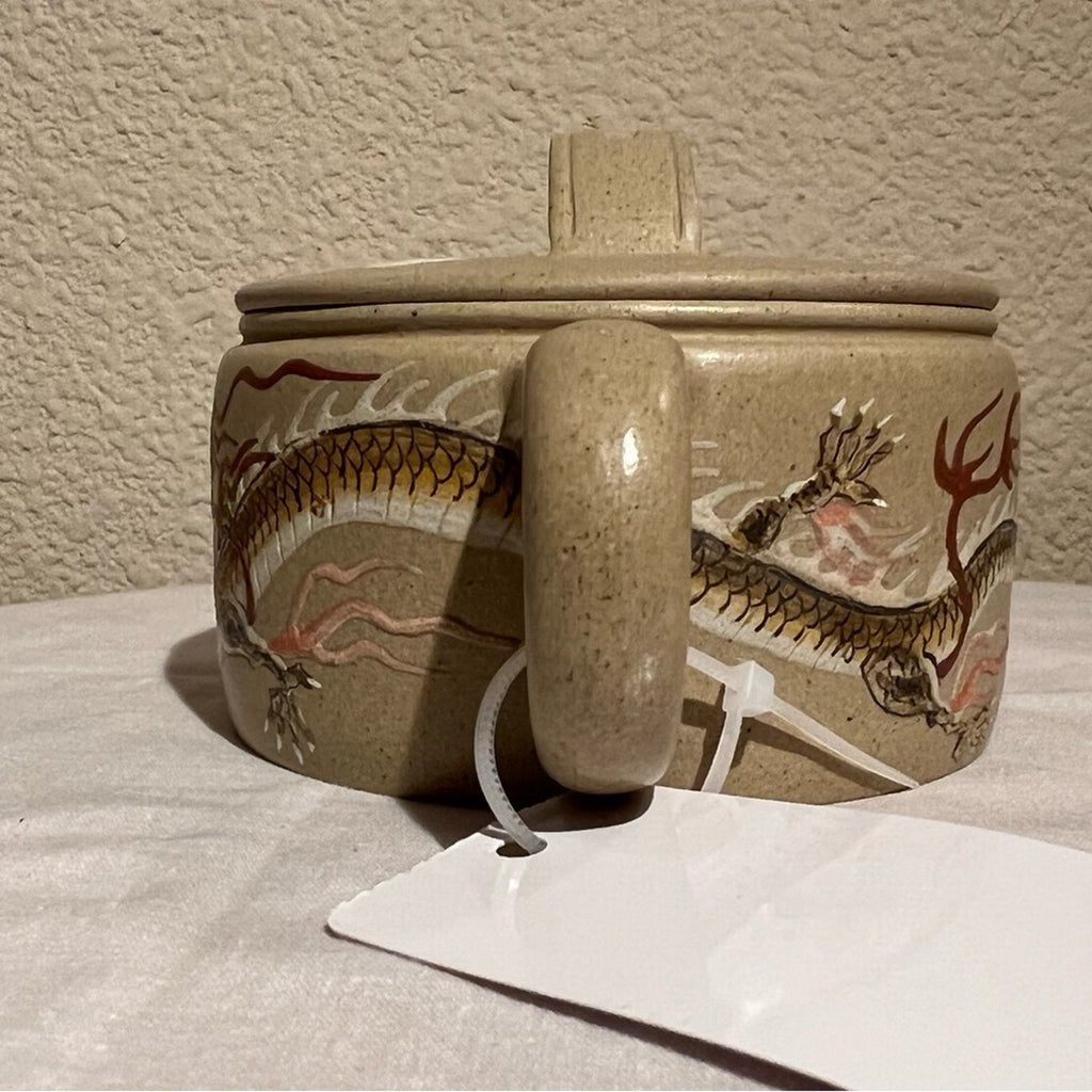 Dragon Motif Ceramic Teapot, Authentic Yixing Zisha, Handmade