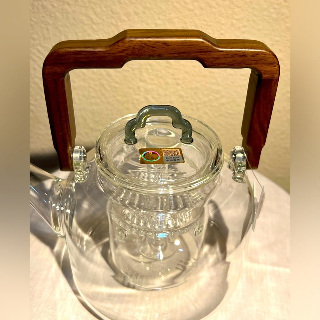 Glass Teapot with Wooden Handle