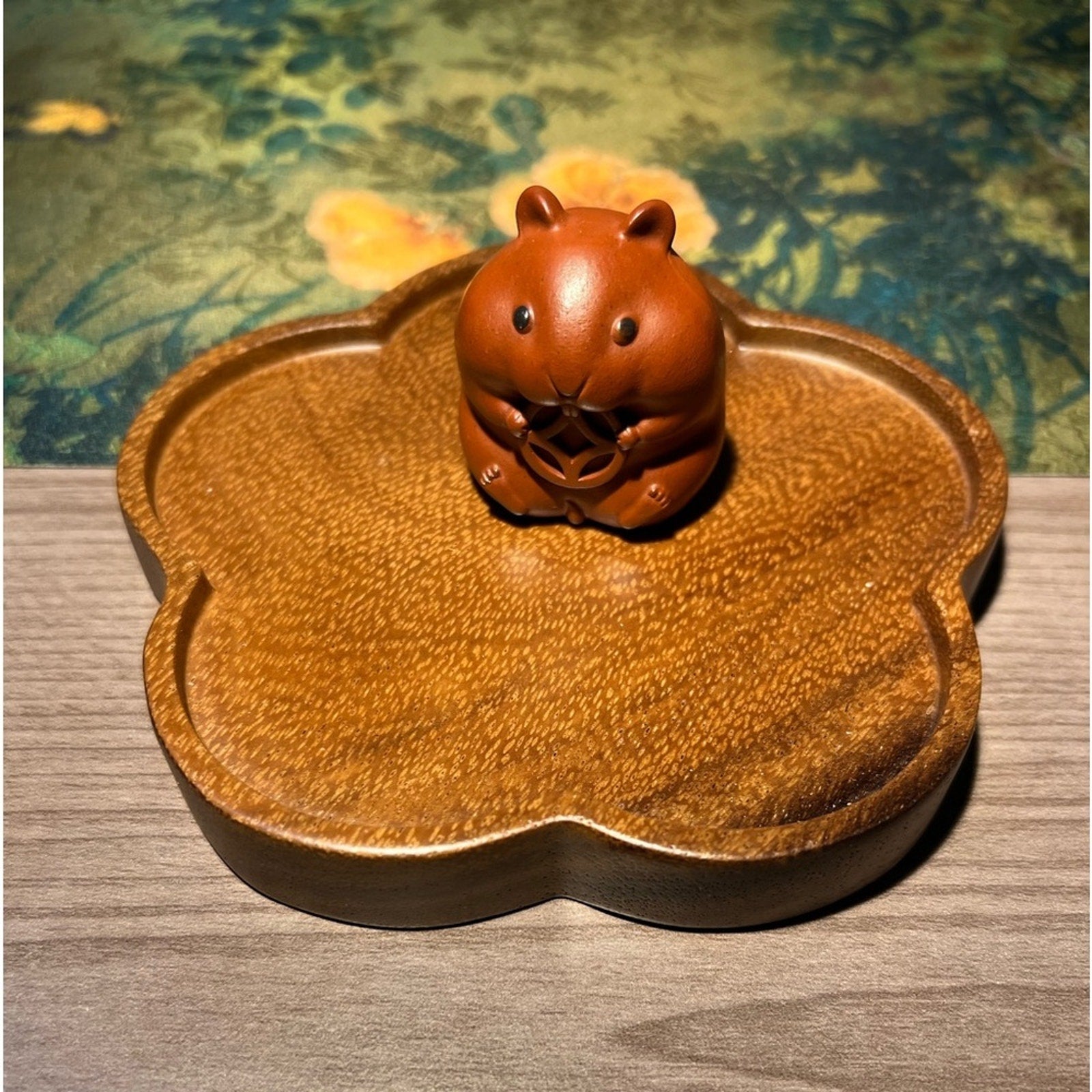 Purple clay mouse tea pet “来财鼠”
