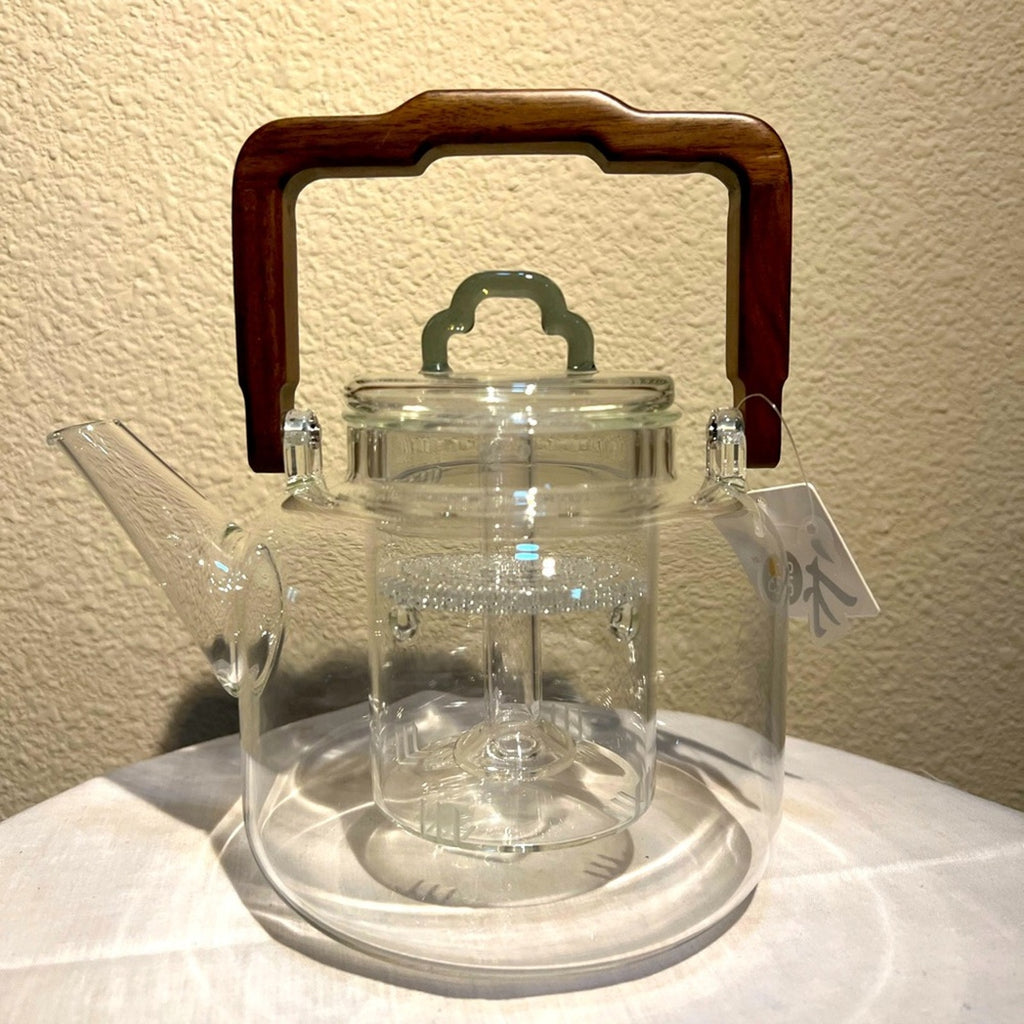 Glass Teapot with Wooden Handle